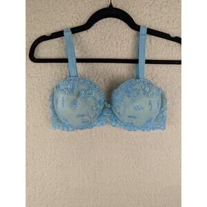 Queen Underwire Push Up Multiway Bandeau Strapless Bra 34 DDD Blue